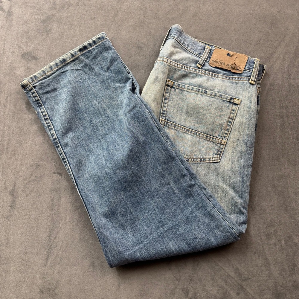 Nautica Jeans Co Mens 38x30 Relaxed Fit Medium Wash Blue Denim Jeans